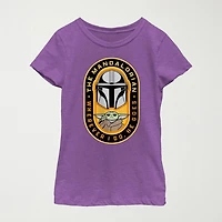 The Mandalorian Little & Big Kid Girls Crew Neck Short Sleeve Regular Fit Star Wars Graphic T-Shirt