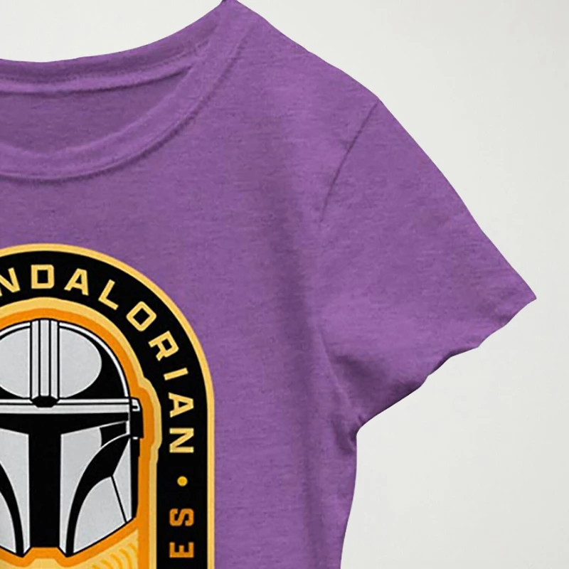The Mandalorian Little & Big Kid Girls Crew Neck Short Sleeve Regular Fit Star Wars Graphic T-Shirt
