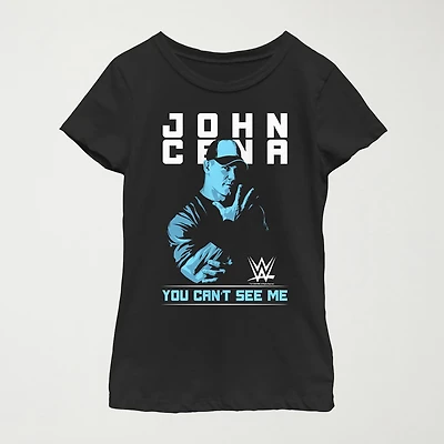 John Cena Little & Big Kid Girls Crew Neck Short Sleeve Regular Fit WWE Graphic T-Shirt