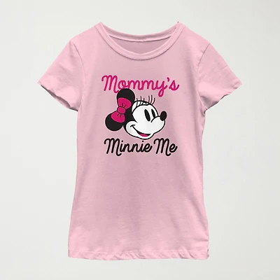 Little & Big Kid Girls Crew Neck Short Sleeve Regular Fit Minnie Mouse Graphic T-Shirt