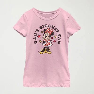 Little & Big Kid Girls Crew Neck Short Sleeve Regular Fit Minnie Mouse Graphic T-Shirt
