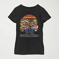 Little & Big Kid Girls Crew Neck Short Sleeve Regular Fit Super Mario Graphic T-Shirt