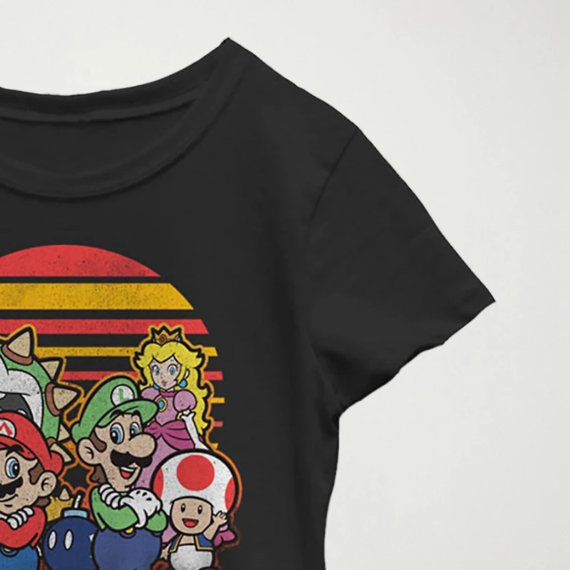 Little & Big Kid Girls Crew Neck Short Sleeve Regular Fit Super Mario Graphic T-Shirt