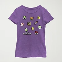 Little & Big Kid Girls Crew Neck Short Sleeve Regular Fit Super Mario Graphic T-Shirt