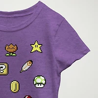 Little & Big Kid Girls Crew Neck Short Sleeve Regular Fit Super Mario Graphic T-Shirt
