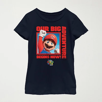 The Super Mario Bros. Movie Little & Big Kid Girls Crew Neck Short Sleeve Regular Fit Luigi Graphic T-Shirt