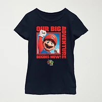 The Super Mario Bros. Movie Little & Big Kid Girls Crew Neck Short Sleeve Regular Fit Luigi Graphic T-Shirt