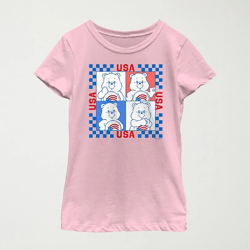 Little & Big Kid Girls Crew Neck Short Sleeve Regular Fit Care Bears Graphic T-Shirt