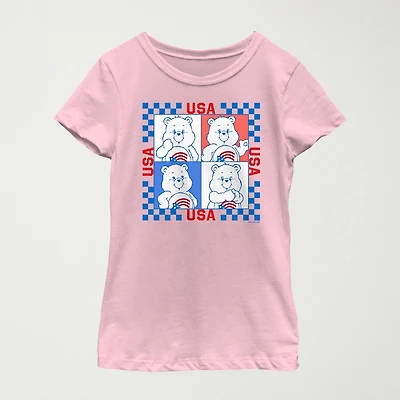 Little & Big Kid Girls Crew Neck Short Sleeve Regular Fit Care Bears Graphic T-Shirt