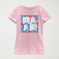 Little & Big Kid Girls Crew Neck Short Sleeve Regular Fit Care Bears Graphic T-Shirt