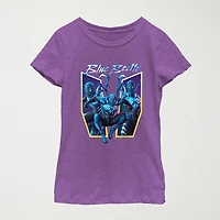 Little & Big Kid Girls Round Neck Short Sleeve Regular Fit Blue Beetle Graphic T-Shirt