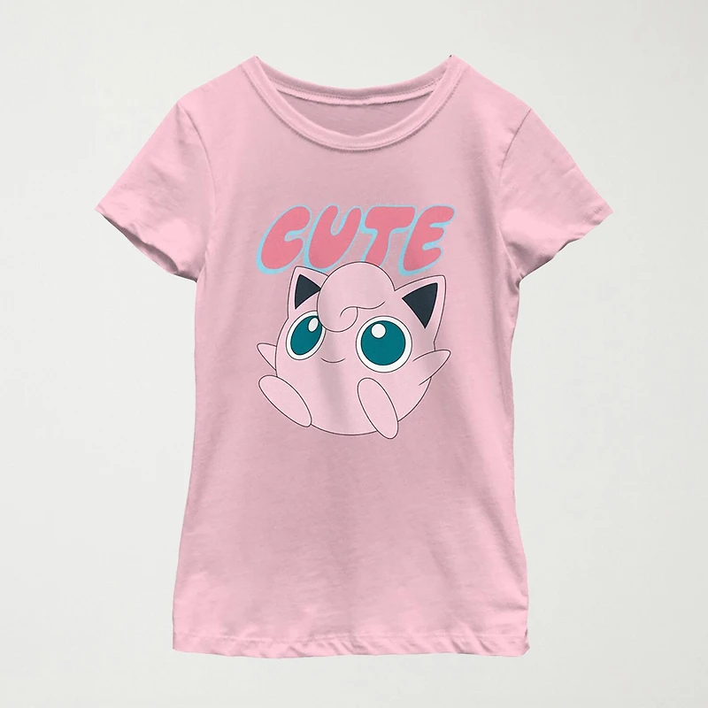 Little & Big Kid Girls Round Neck Short Sleeve Regular Fit Pokemon Graphic T-Shirt