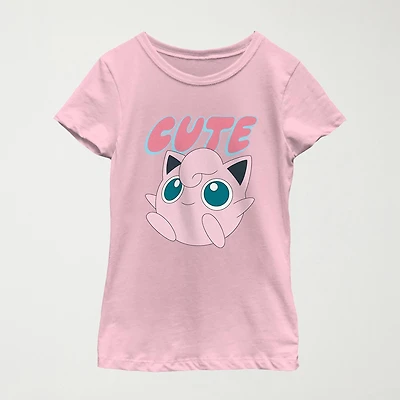 Little & Big Kid Girls Round Neck Short Sleeve Regular Fit Pokemon Graphic T-Shirt