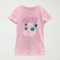 Little & Big Kid Girls Round Neck Short Sleeve Regular Fit Pokemon Graphic T-Shirt