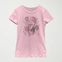 Little & Big Kid Girls Round Neck Short Sleeve Regular Fit Graphic T-Shirt