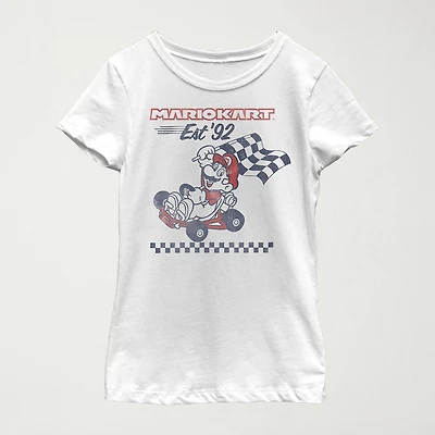 Mario Little & Big Kid Girls Round Neck Short Sleeve Regular Fit Graphic T-Shirt