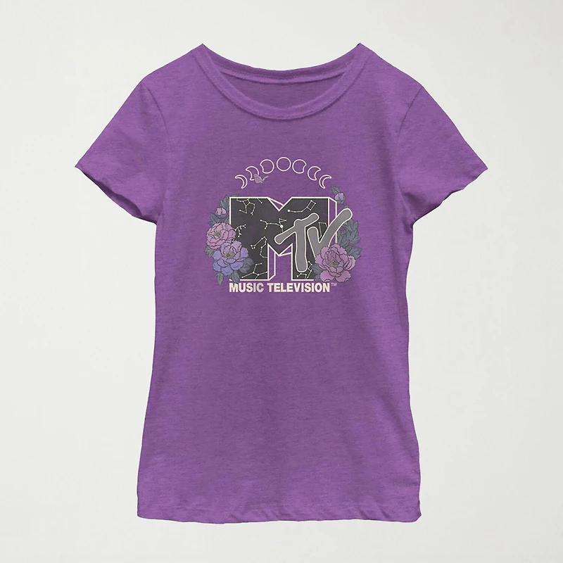 Big Kid Girls Round Neck Short Sleeve Regular Fit MTV Graphic T-Shirt