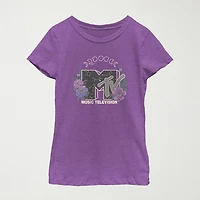 Big Kid Girls Round Neck Short Sleeve Regular Fit MTV Graphic T-Shirt