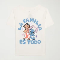 Little & Big Kid Girls Crew Neck Short Sleeve Regular Fit Lilo Stitch Graphic T-Shirt