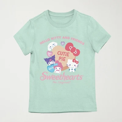 Little & Big Kid Girls Crew Neck Short Sleeve Regular Fit Hello Kitty Graphic T-Shirt