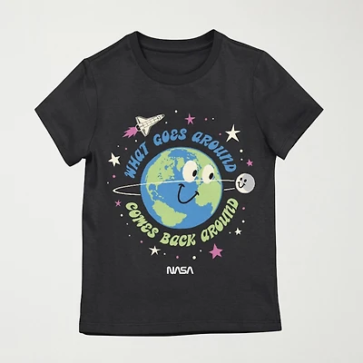 Little & Big Kid Girls Crew Neck Short Sleeve Regular Fit NASA Graphic T-Shirt