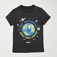 Little & Big Kid Girls Crew Neck Short Sleeve Regular Fit NASA Graphic T-Shirt