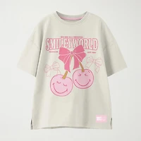 Smiley Big Kid Girls Crew Neck Short Sleeve Regular Fit Graphic T-Shirt