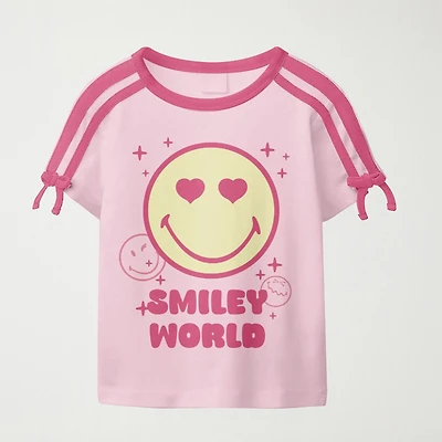 Smiley Little & Big Kid Girls Round Neck Short Sleeve Regular Fit Graphic T-Shirt