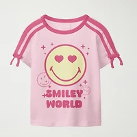 Smiley Little & Big Kid Girls Round Neck Short Sleeve Regular Fit Graphic T-Shirt
