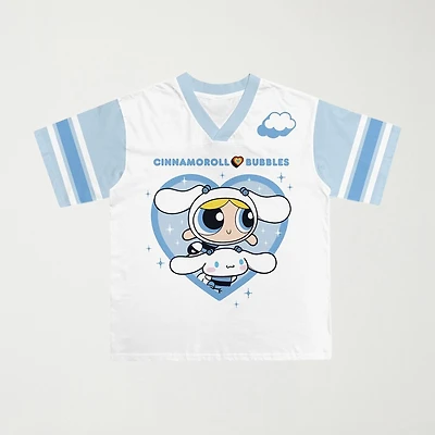 Little & Big Kid Girls V Neck Hello Kitty Powerpuff Short Sleeve Jersey