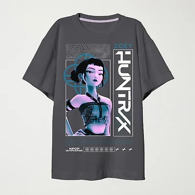 Zoey Big Kid Girls Crew Neck Short Sleeve Oversized KPop Demon Hunters Graphic T-Shirt