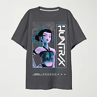 Zoey Big Kid Girls Crew Neck Short Sleeve Oversized KPop Demon Hunters Graphic T-Shirt