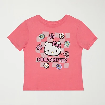 Little & Big Kid Girls Round Neck Short Sleeve Regular Fit Hello Kitty Graphic T-Shirt