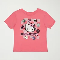 Little & Big Kid Girls Round Neck Short Sleeve Regular Fit Hello Kitty Graphic T-Shirt
