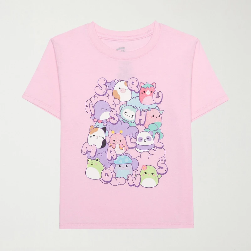 Little & Big Kid Girls Crew Neck Short Sleeve Regular Fit Squishmallows Graphic T-Shirt