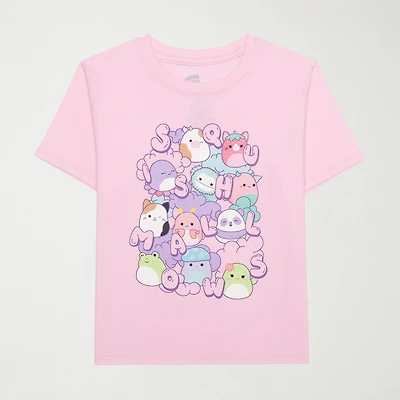 Little & Big Kid Girls Crew Neck Short Sleeve Regular Fit Squishmallows Graphic T-Shirt