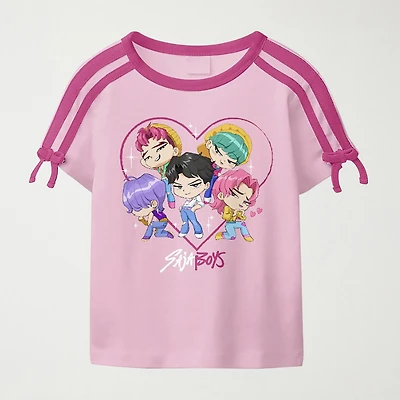 Saja Boys Big Kid Girls Round Neck Short Sleeve Regular Fit KPop Demon Hunters Graphic T-Shirt
