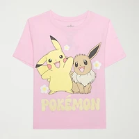 Little & Big Kid Girls Crew Neck Short Sleeve Regular Fit Pokemon Graphic T-Shirt