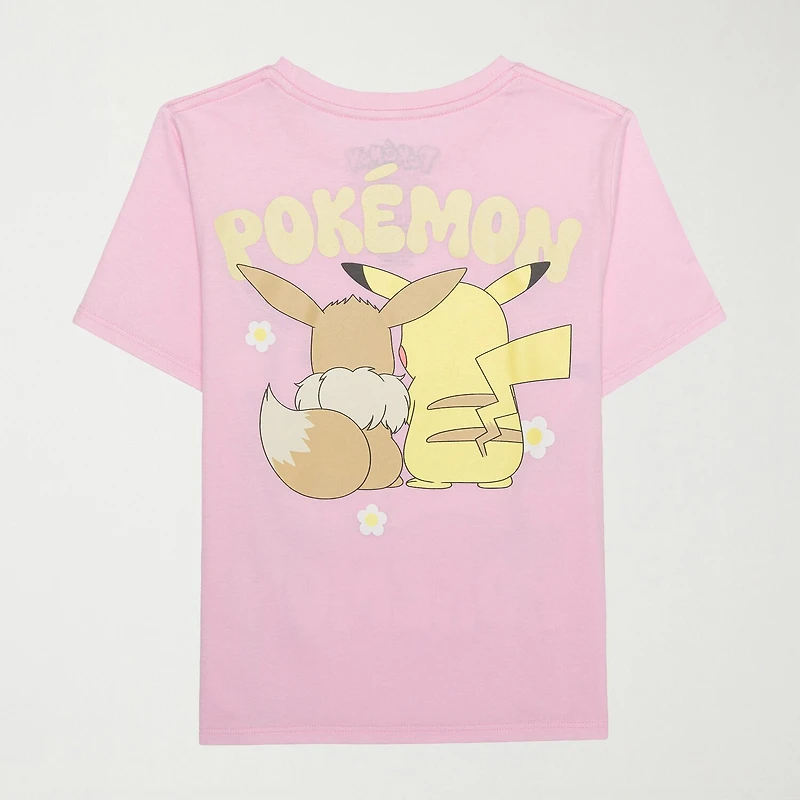 Little & Big Kid Girls Crew Neck Short Sleeve Regular Fit Pokemon Graphic T-Shirt