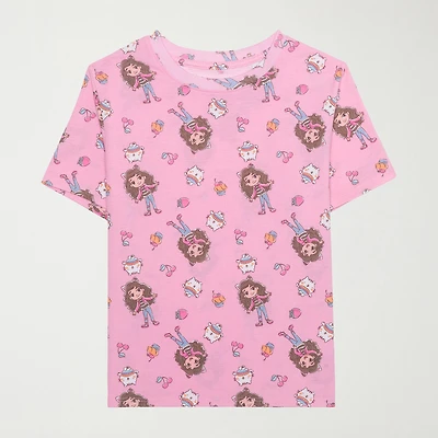 Little & Big Kid Girls Crew Neck Short Sleeve Regular Fit Gabby's Dollhouse Graphic T-Shirt