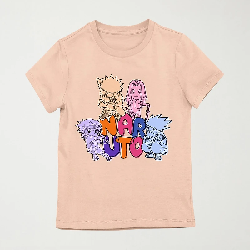 Little & Big Kid Girls Crew Neck Short Sleeve Regular Fit Naruto Graphic T-Shirt