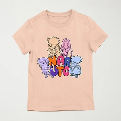 Little & Big Kid Girls Crew Neck Short Sleeve Regular Fit Naruto Graphic T-Shirt