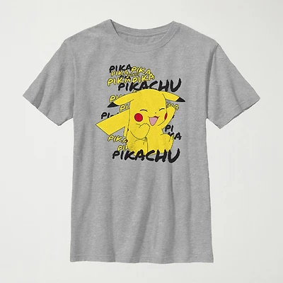 Little & Big Kid Boys Crew Neck Short Sleeve Regular Fit Pokemon Graphic T-Shirt