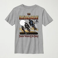 Mandalorian Little & Big Kid Boys Crew Neck Short Sleeve Regular Fit Star Wars Graphic T-Shirt