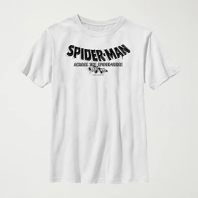 Spider-Man: Across The Spider-Verse Little & Big Kid Boys Crew Neck Short Sleeve Regular Fit Spiderman Graphic T-Shirt