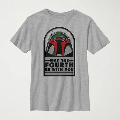 May The 4th Little & Big Kid Boys Crew Neck Short Sleeve Regular Fit Star Wars Graphic T-Shirt