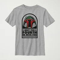 May The 4th Little & Big Kid Boys Crew Neck Short Sleeve Regular Fit Star Wars Graphic T-Shirt