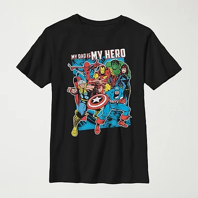 Little & Big Kid Boys Crew Neck Short Sleeve Regular Fit Avengers Graphic T-Shirt