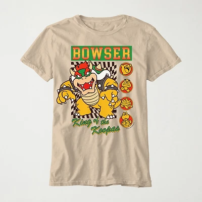 Little & Big Kid Boys Crew Neck Short Sleeve Regular Fit Super Mario Bowser Graphic T-Shirt
