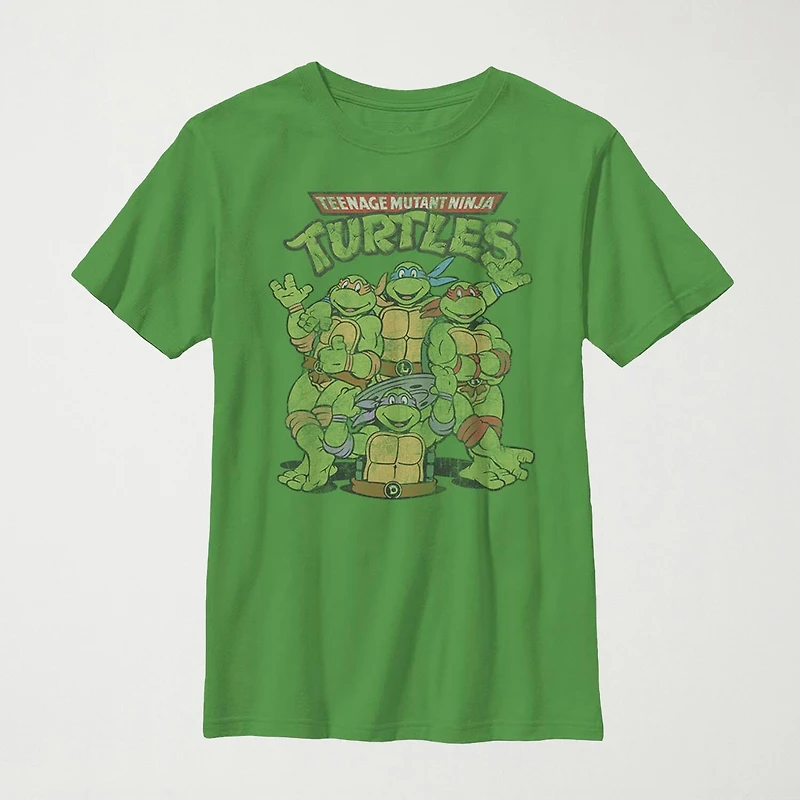 Little & Big Kid Boys Crew Neck Short Sleeve Slim Fit Teenage Mutant Ninja Turtles Graphic T-Shirt